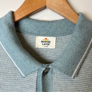 Marine Layer Wyatt Sweater Cotton + Merino Wool Button-Down w/ Contrast Tipping
